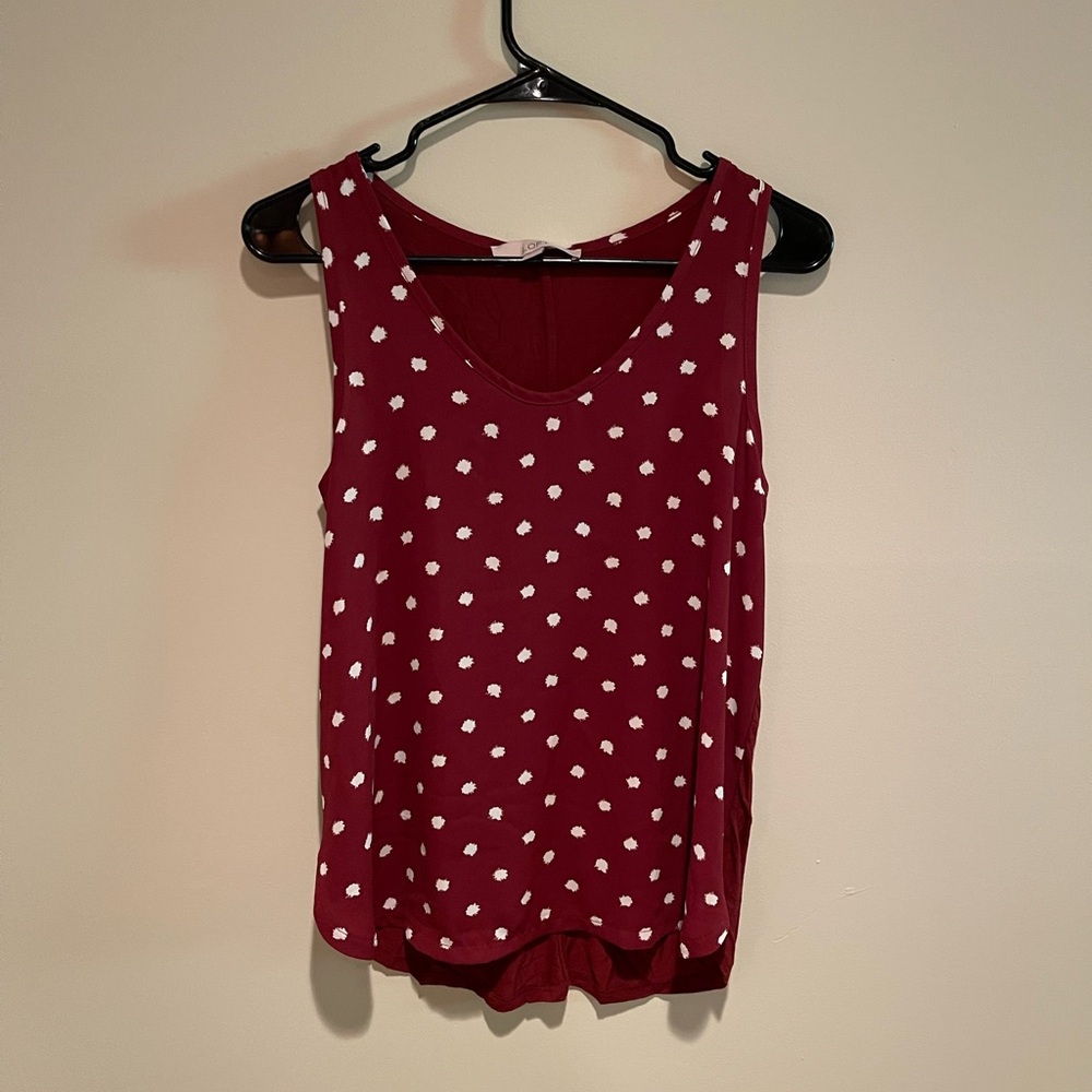 LOFT Red Tank Top with Polka Dots